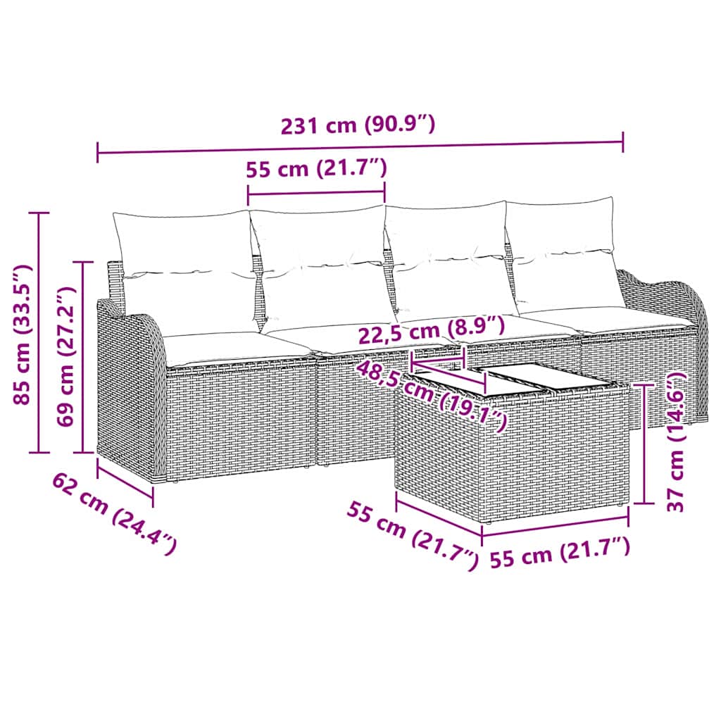 Set Divano da Giardino Nero polyrattan | homemem39
