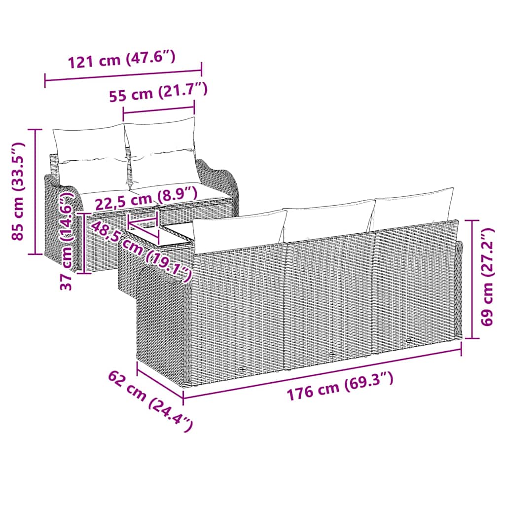 Set Divano da Giardino Nero polyrattan | homemem39