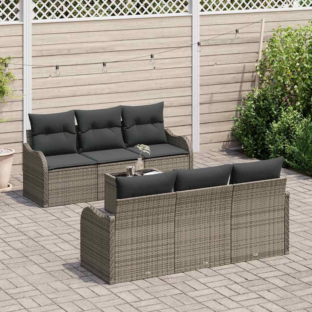 Set Divano da Giardino 7 pcs Grigio 55 x 55 x 37 cm Poly Rattan - homemem39