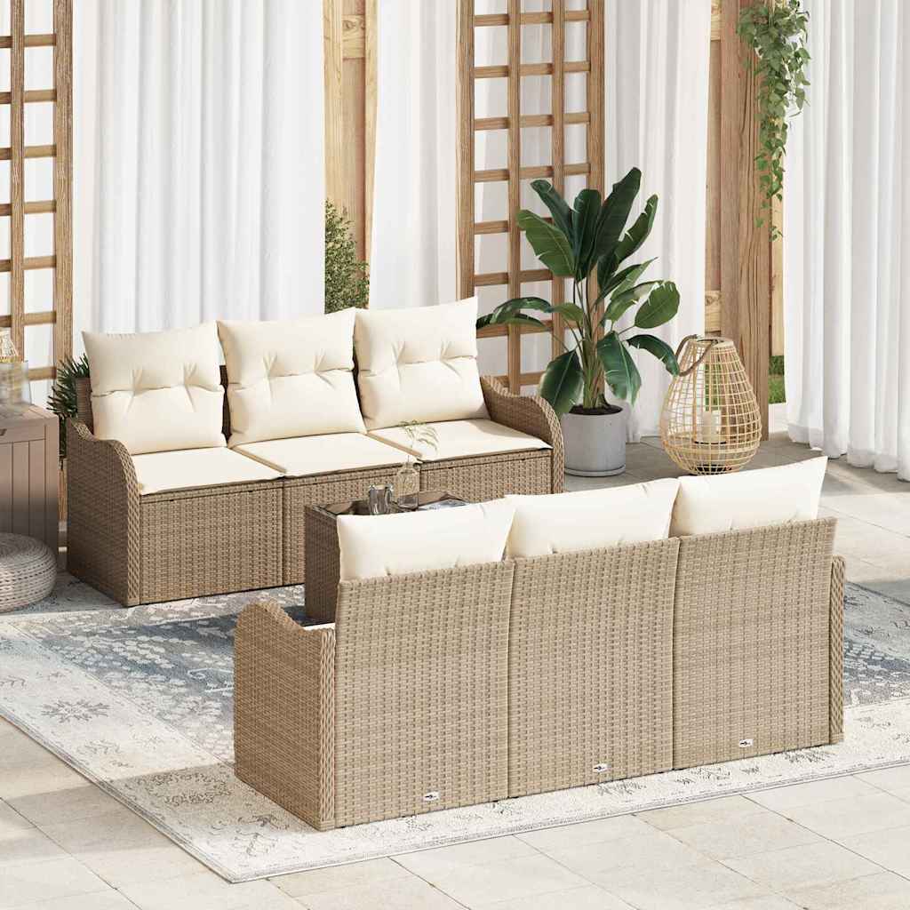Set Divano da Giardino Beige 55 x 55 x 37 cm polyrattan