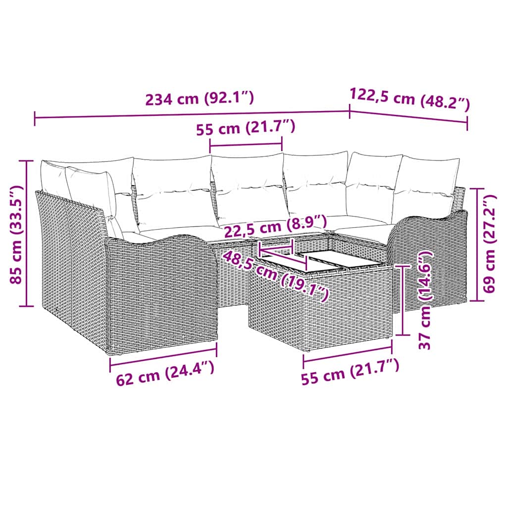 Set Divano da Giardino Nero 55 x 55 x 37 cm polyrattan | homemem39