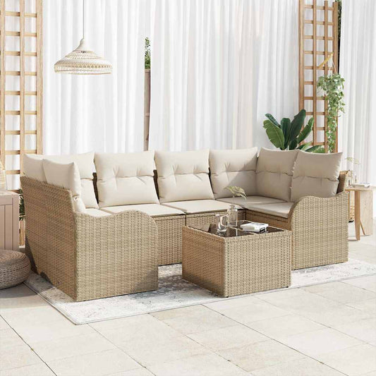 Set Divano da Giardino Beige 55 x 55 x 37 cm polyrattan