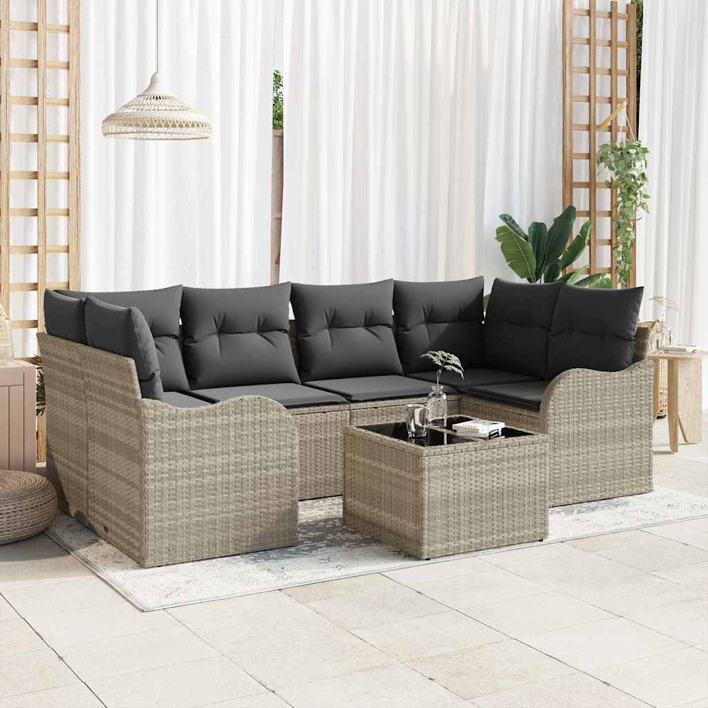 Set Divano da Giardino 7 pcs Grigio chiaro 55 x 55 x 37 cm - homemem39
