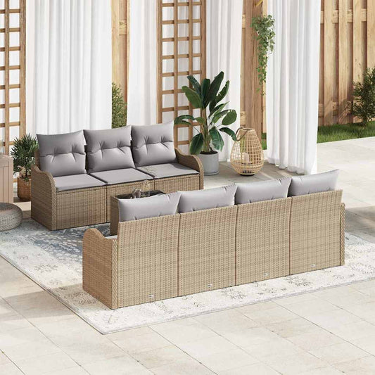 Set Divano da Giardino Beige 55 x 55 x 37 cm polyrattan