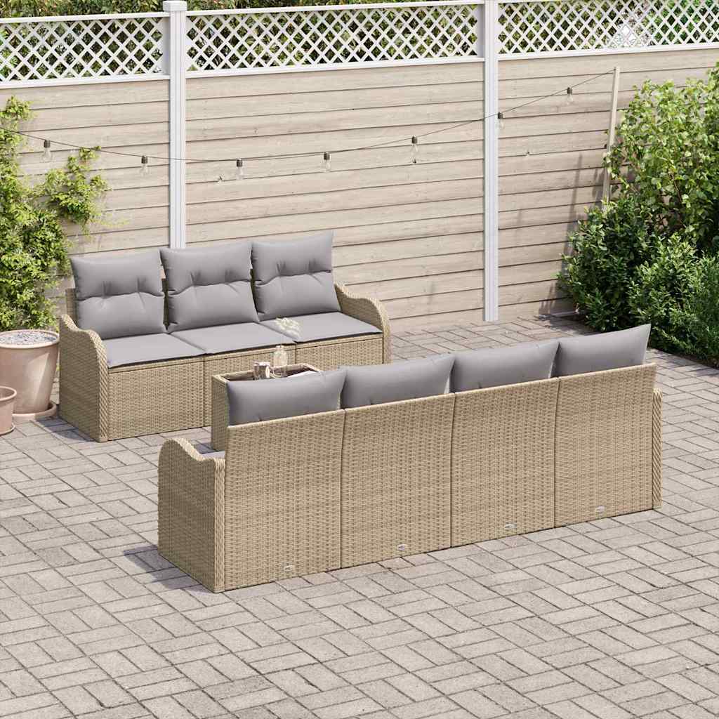 Set Divano da Giardino 8 pcs Beige 55 x 55 x 37 cm Poly Rattan - homemem39