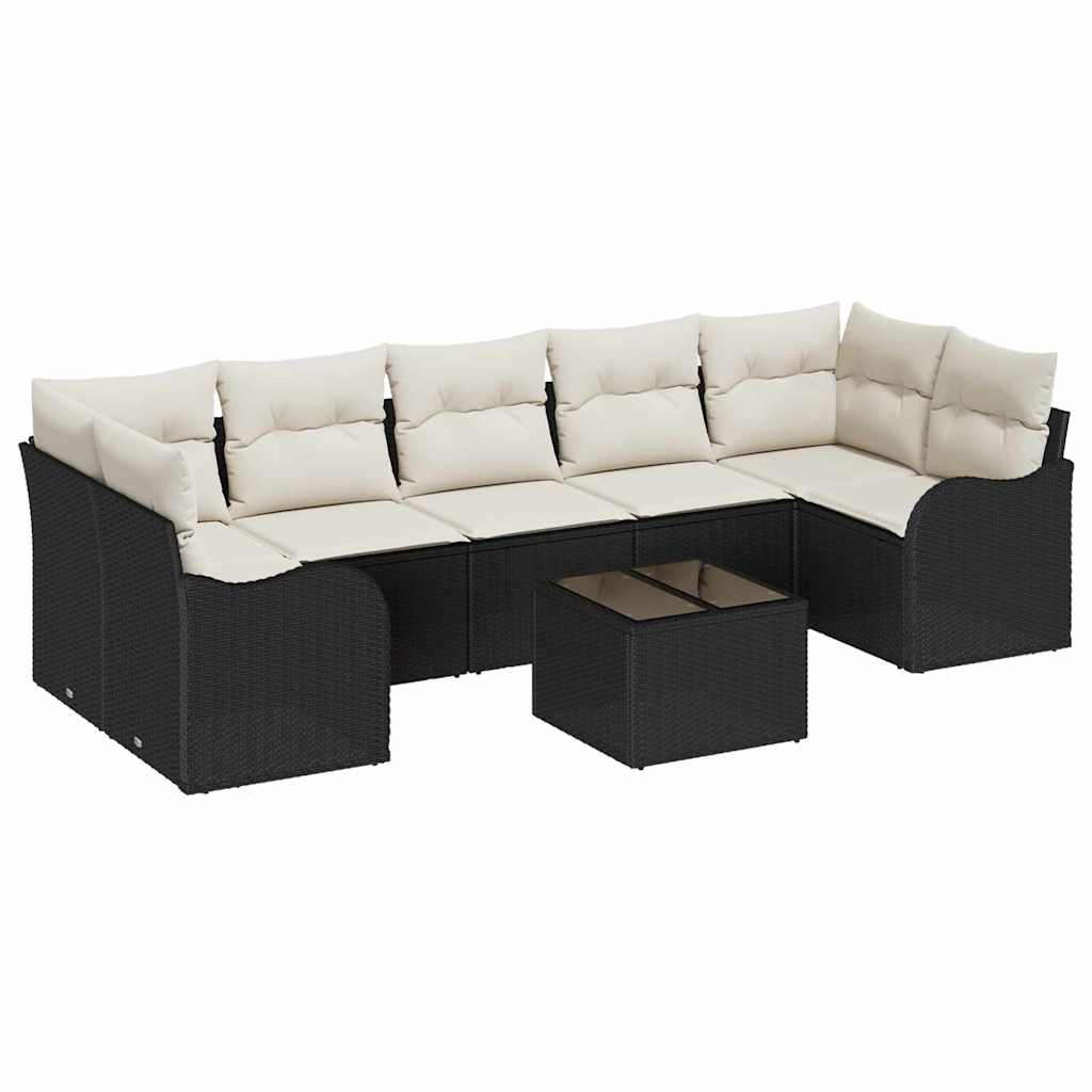 Set Divano da Giardino 8 pz 7-Numero di posti Nero polyrattan | homemem39