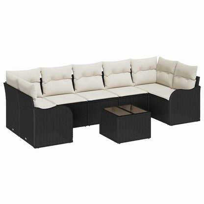 Set Divano da Giardino 8 pz 7-Numero di posti Nero polyrattan | homemem39