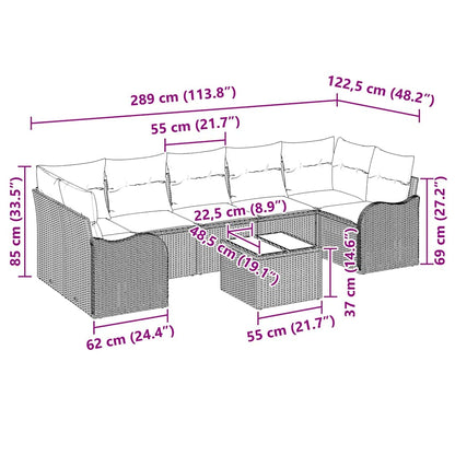 Set Divano da Giardino 8 pz 7-Numero di posti Nero polyrattan | homemem39