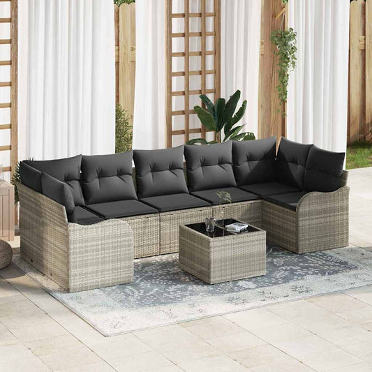 Set Divano da Giardino 8 pz 7-Numero di posti Grigio chiaro