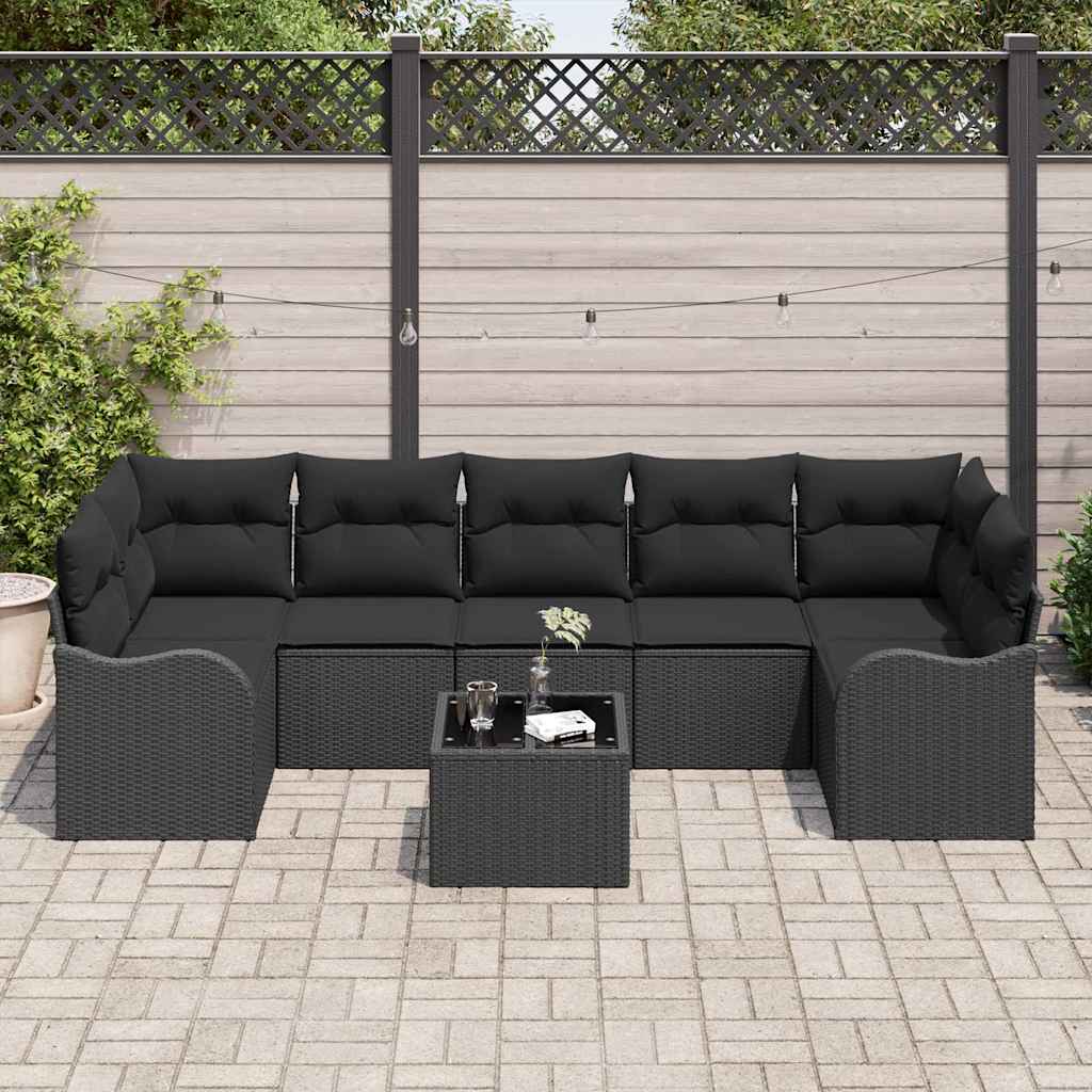 Set Divano da Giardino Nero 55 x 55 x 37 cm polyrattan | homemem39