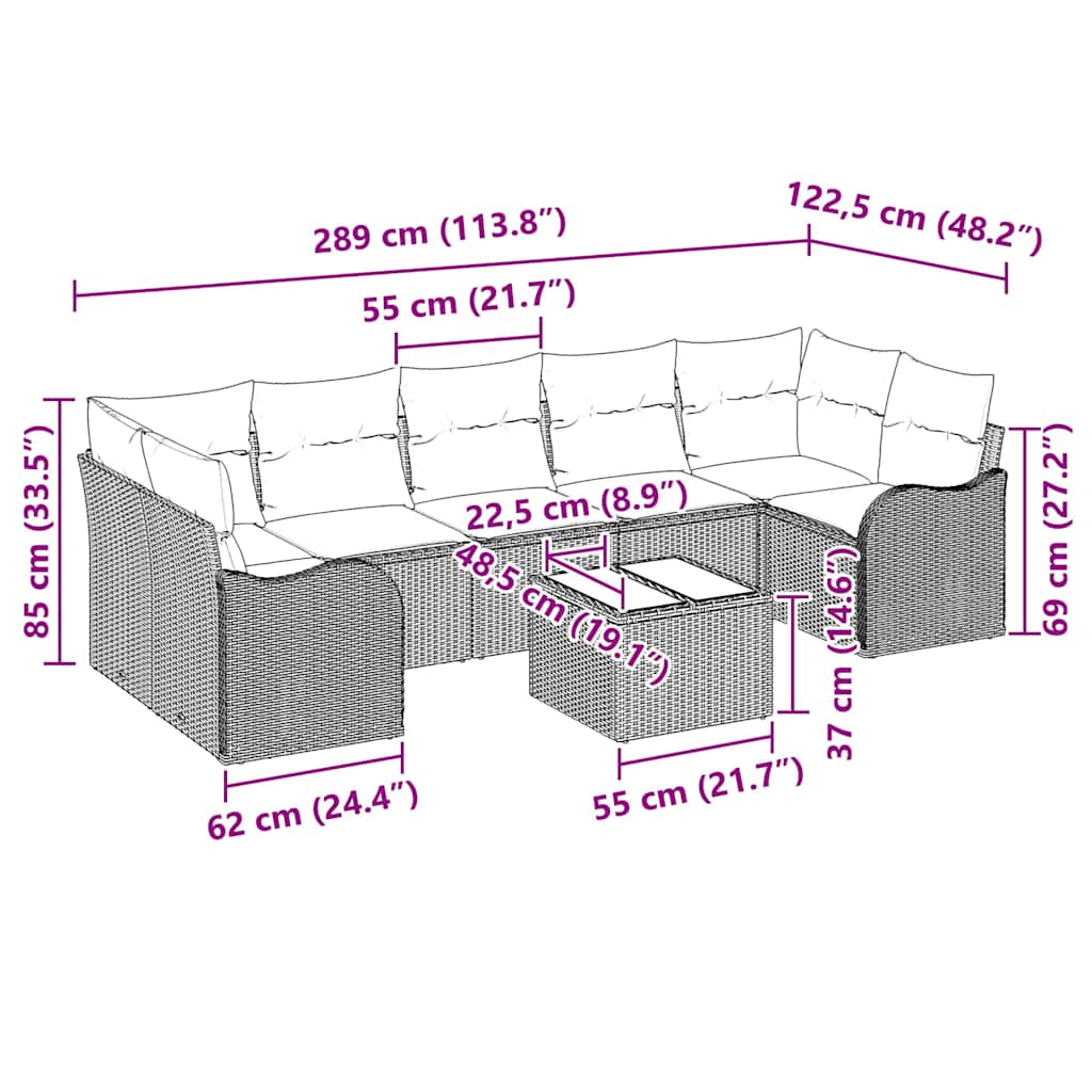Set Divano da Giardino Nero 55 x 55 x 37 cm polyrattan | homemem39