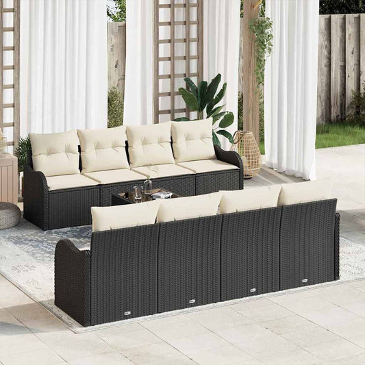 Set Divano da Giardino Nero 55 x 55 x 37 cm polyrattan