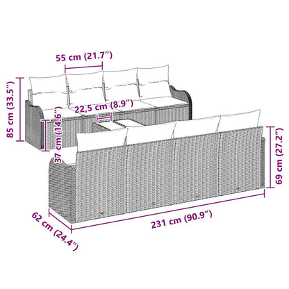 Set Divano da Giardino Beige 55 x 55 x 37 cm polyrattan - homemem39