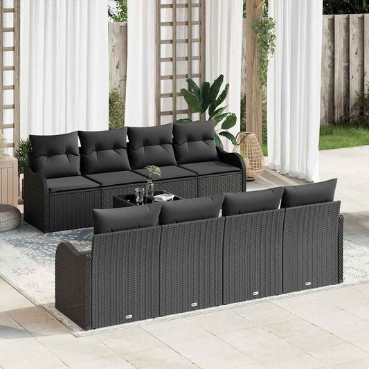 Set Divano da Giardino Nero 55 x 55 x 37 cm polyrattan