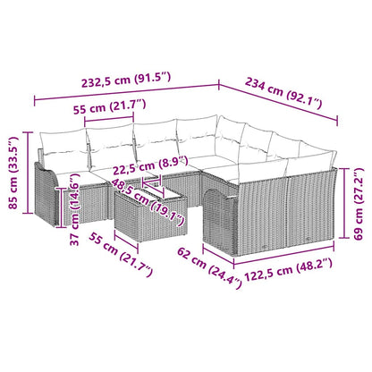 Set Divano da Giardino con cuscino 9 pcs Marrone polyrattan - homemem39
