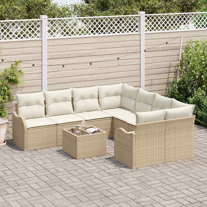 Set Divano da Giardino con cuscino 9 pcs Beige polyrattan - homemem39