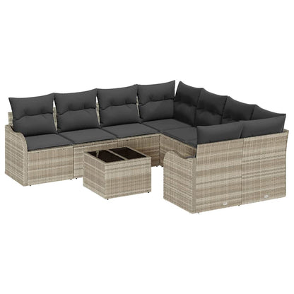 Set Divano da Giardino 9 pcs Grigio chiaro polyrattan | homemem39