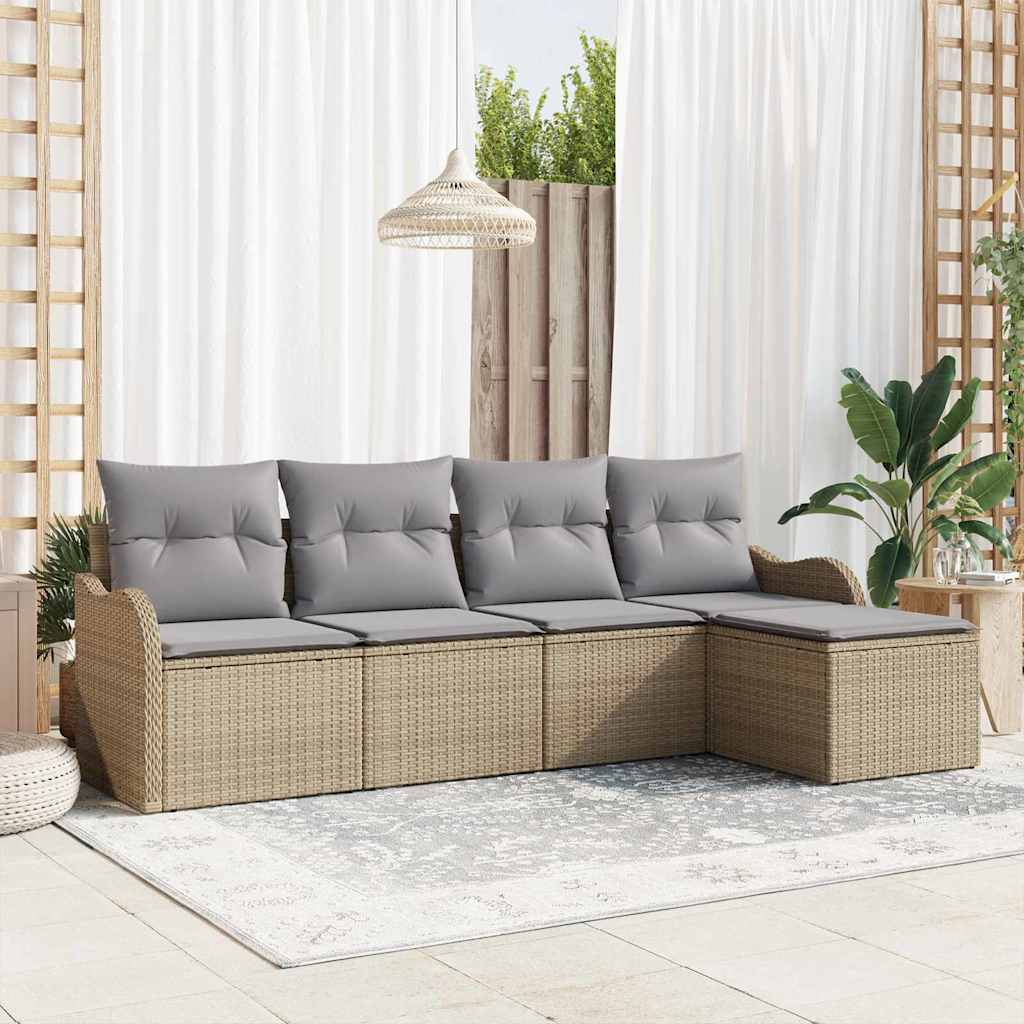 Set Divano da Giardino 5 pcs Beige polyrattan | homemem39