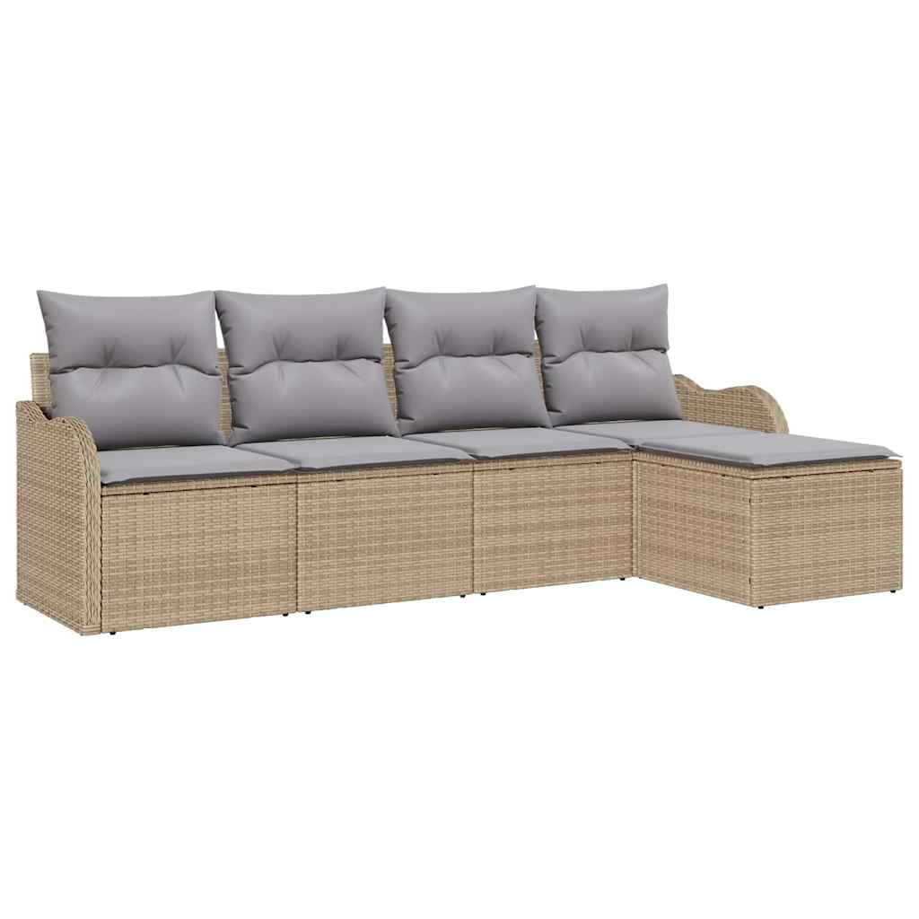 Set Divano da Giardino 5 pcs Beige polyrattan | homemem39