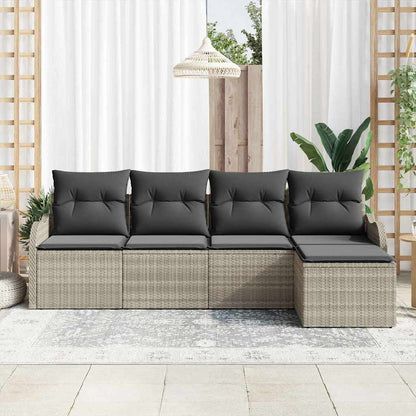 Set Divano da Giardino 5 pcs Grigio chiaro polyrattan | homemem39