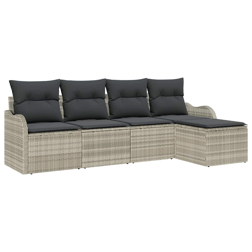 Set Divano da Giardino 5 pcs Grigio chiaro polyrattan | homemem39
