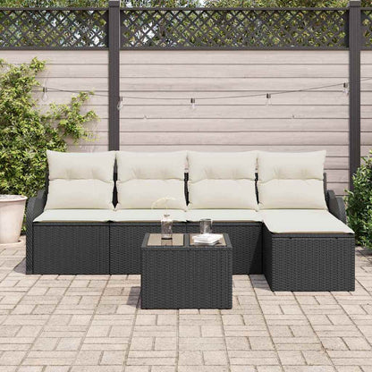 Set Divano da Giardino 6 pcs Nero polyrattan | homemem39