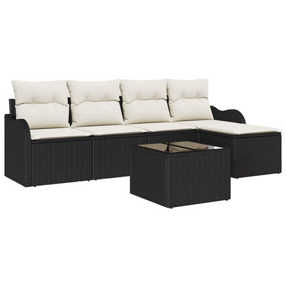 Set Divano da Giardino 6 pcs Nero polyrattan | homemem39