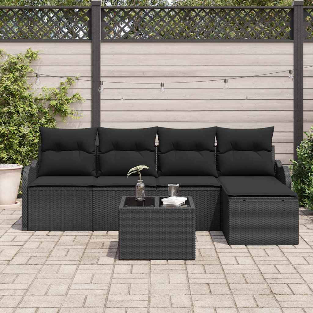 Set Divano da Giardino 6 pz Nero polyrattan | homemem39