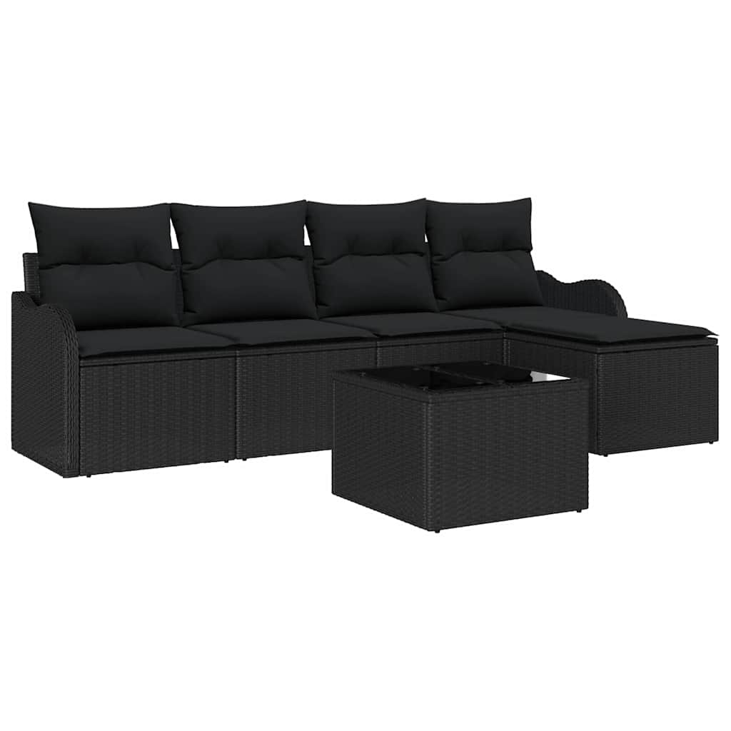 Set Divano da Giardino 6 pz Nero polyrattan | homemem39