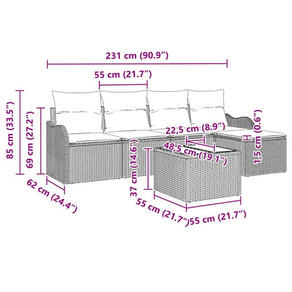 Set Divano da Giardino 6 pz Nero polyrattan | homemem39