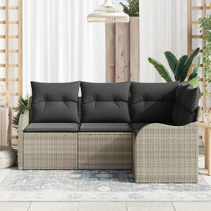 Set Divano da Giardino 4 pcs Grigio chiaro polyrattan | homemem39
