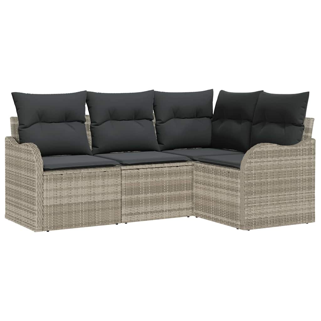 Set Divano da Giardino 4 pcs Grigio chiaro polyrattan | homemem39