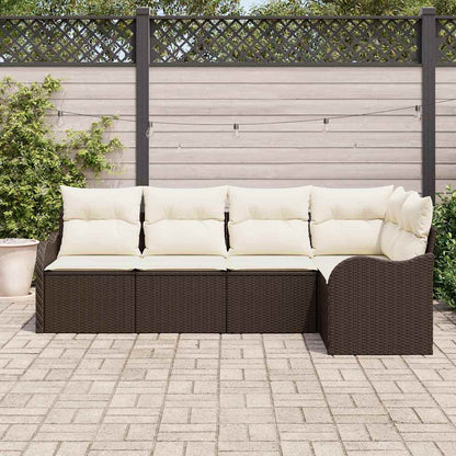 Set Divano da Giardino 5 pcs Marrone polyrattan | homemem39