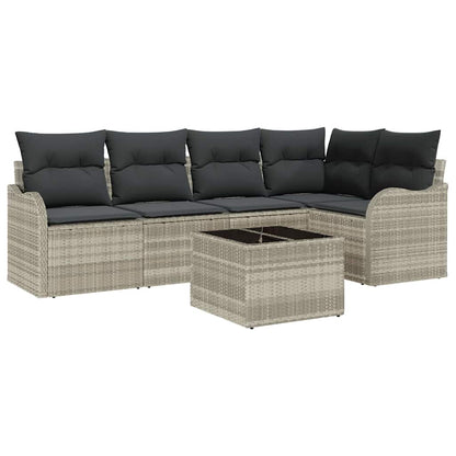 Set Divano da Giardino 6 pcs Grigio chiaro Poly Rattan | homemem39