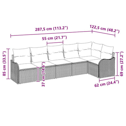 Set Divano da Giardino 6 pcs Marrone polyrattan | homemem39