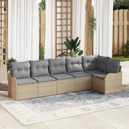 Set Divano da Giardino 6 pcs Beige polyrattan | homemem39