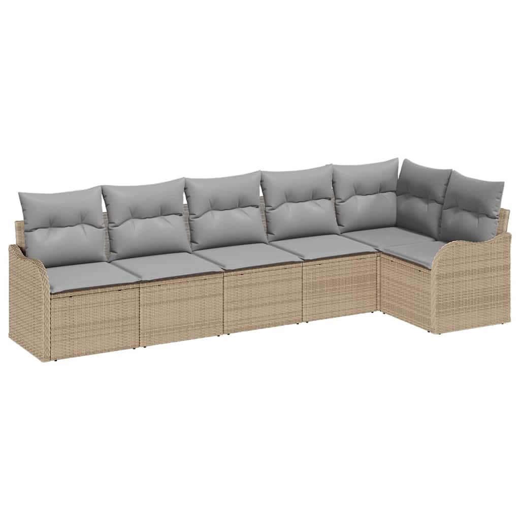 Set Divano da Giardino 6 pcs Beige polyrattan | homemem39