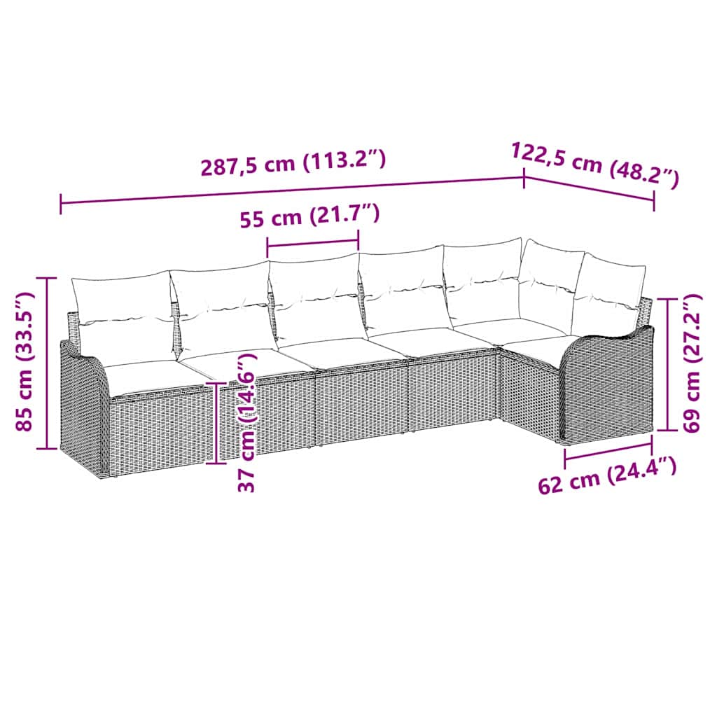 Set Divano da Giardino Grigio chiaro polyrattan | homemem39