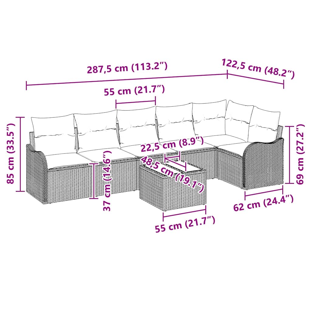 Set Divano da Giardino Grigio polyrattan | homemem39