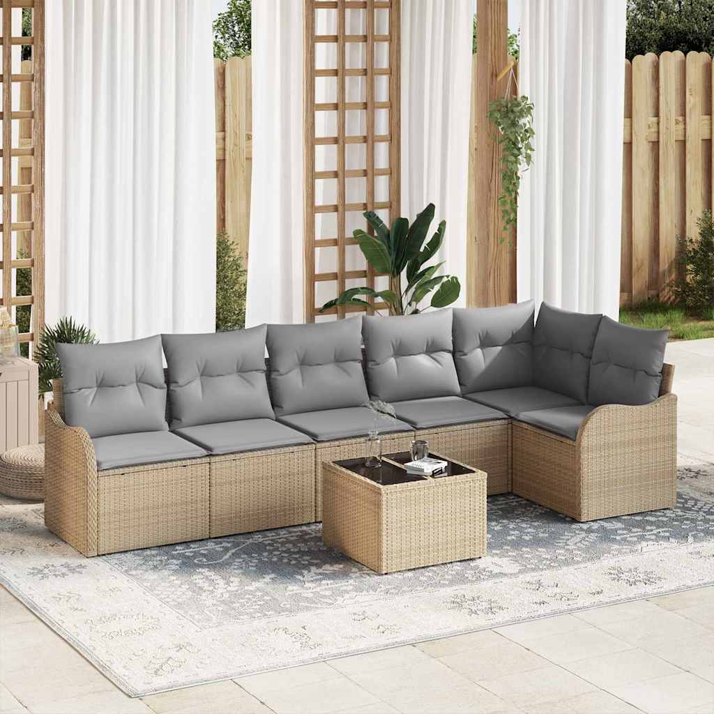 Set Divano da Giardino 7 pcs Beige polyrattan | homemem39