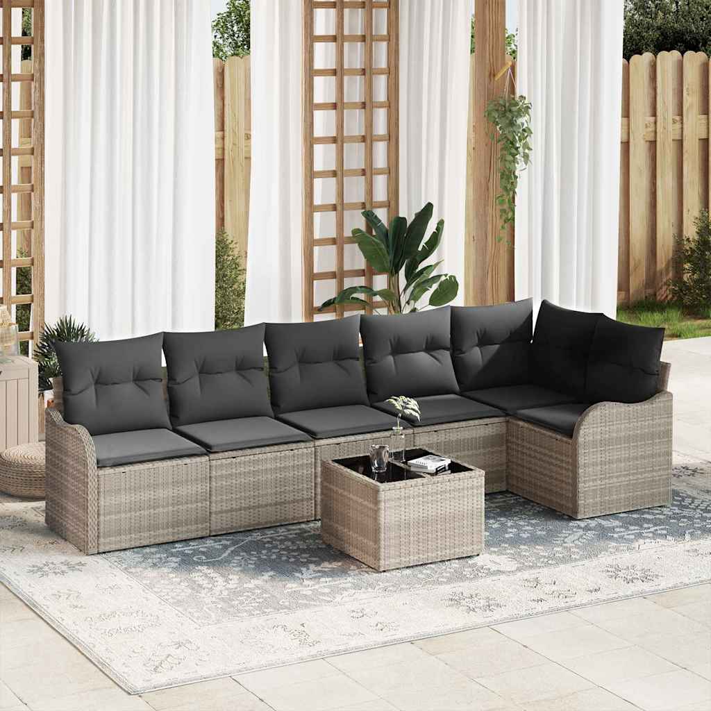 Set Divano da Giardino Grigio chiaro polyrattan | homemem39