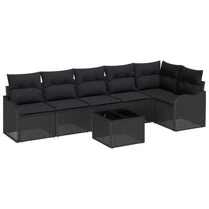 Set Divano da Giardino 7 pcs Nero polyrattan | homemem39