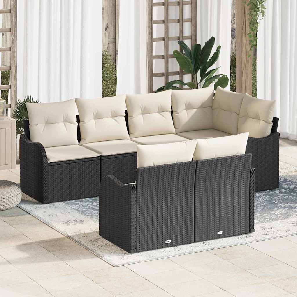 Set Divano da Giardino 7 pz Nero polyrattan | homemem39