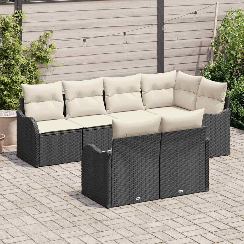 Set Divano da Giardino 7 pz Nero polyrattan | homemem39