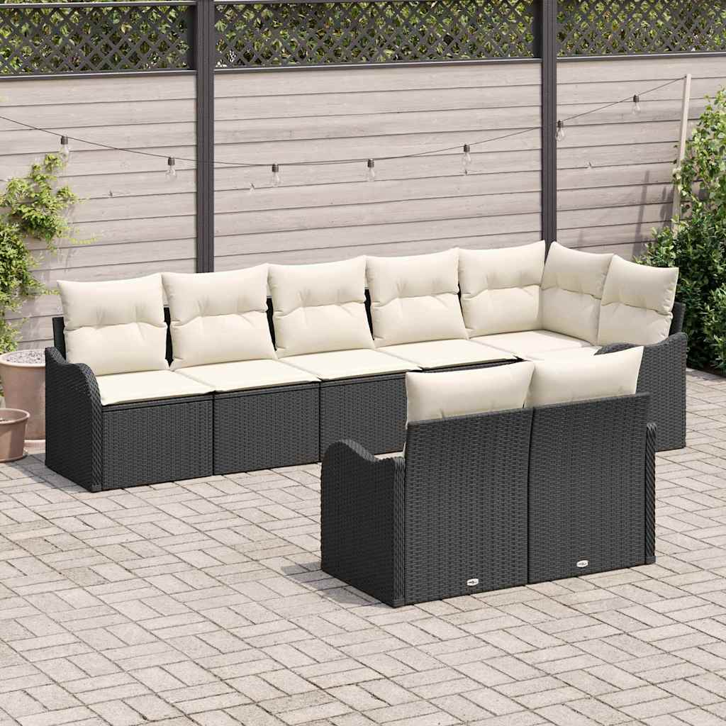 Set Divano da Giardino 8 pcs Nero polyrattan | homemem39