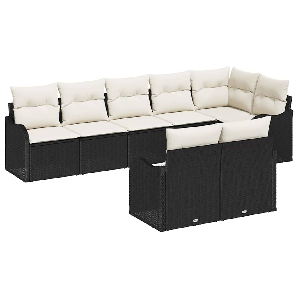Set Divano da Giardino 8 pcs Nero polyrattan | homemem39