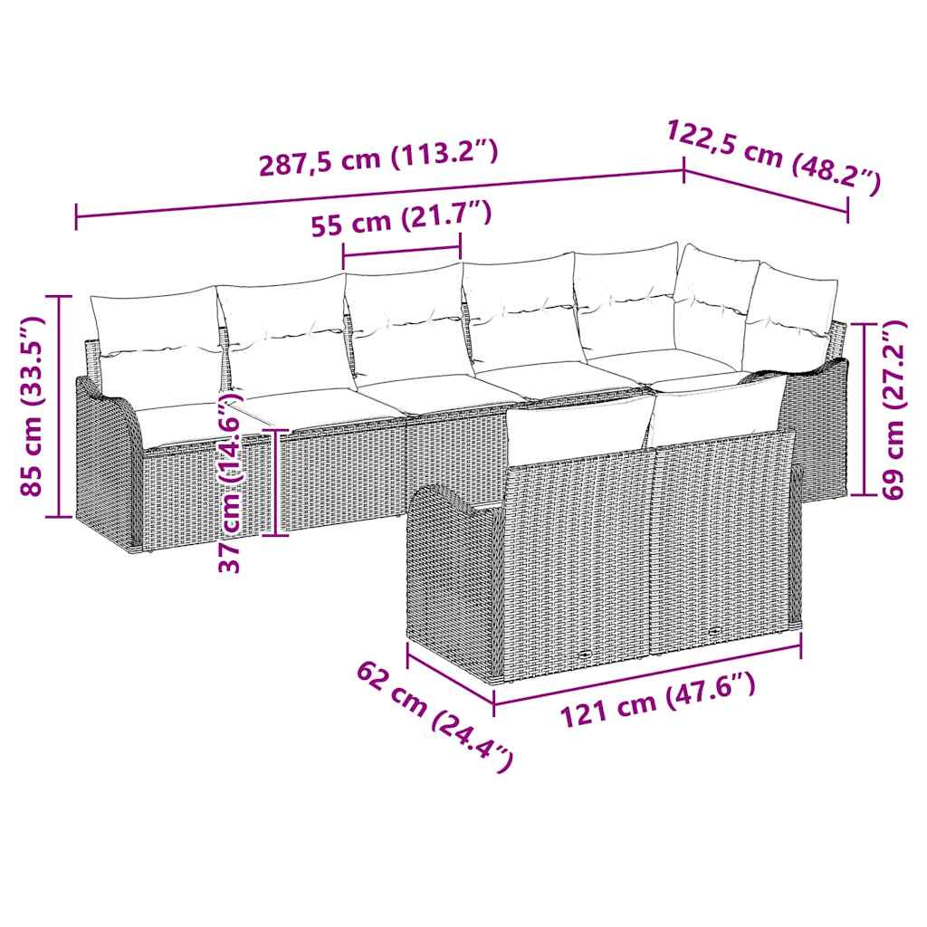 Set Divano da Giardino Grigio chiaro polyrattan | homemem39