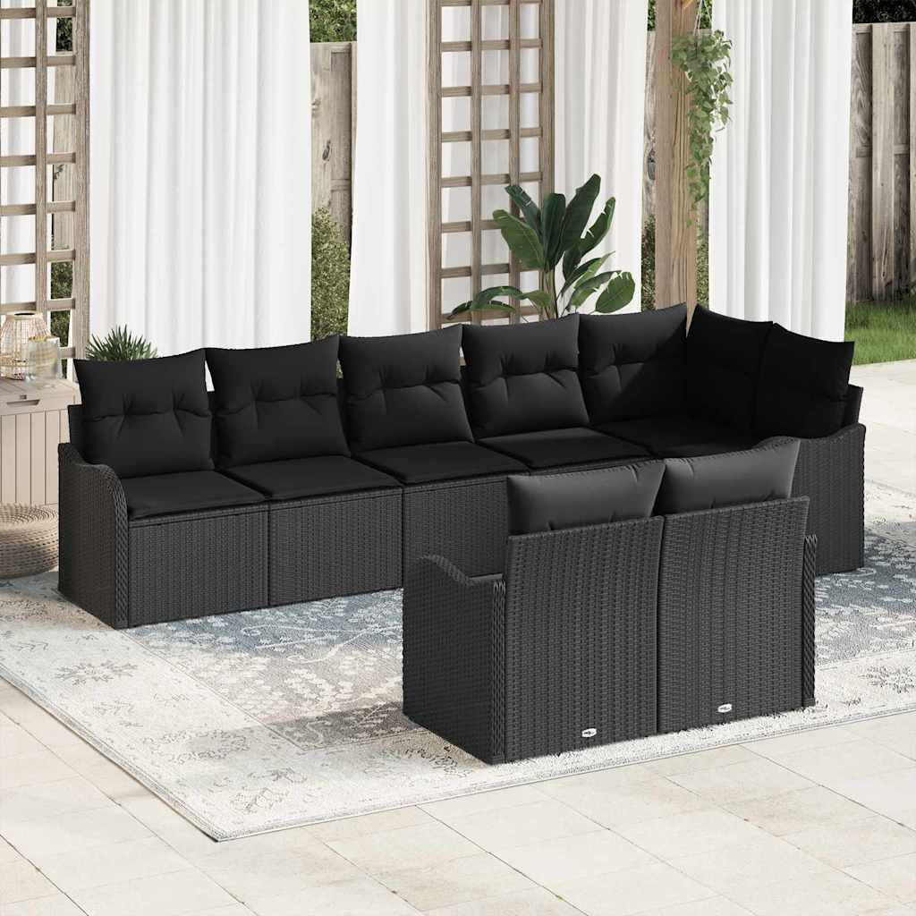 Set Divano da Giardino 8 pcs Nero polyrattan | homemem39