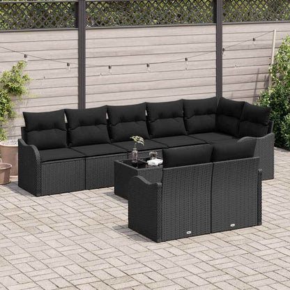 Set Divano da Giardino 9 pcs Nero polyrattan | homemem39