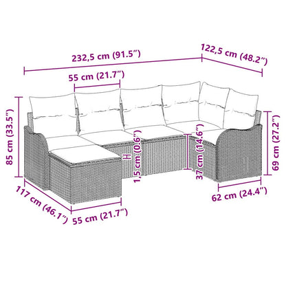 Set Divano da Giardino 6 pcs Grigio chiaro Poly Rattan | homemem39
